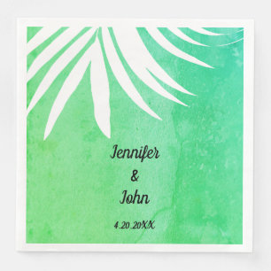 Palm Leaf Green Watercolor Rustic Vintage Wedding Napkin