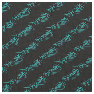 Palm Leaf Greenery Jungle Pattern Black Fabric