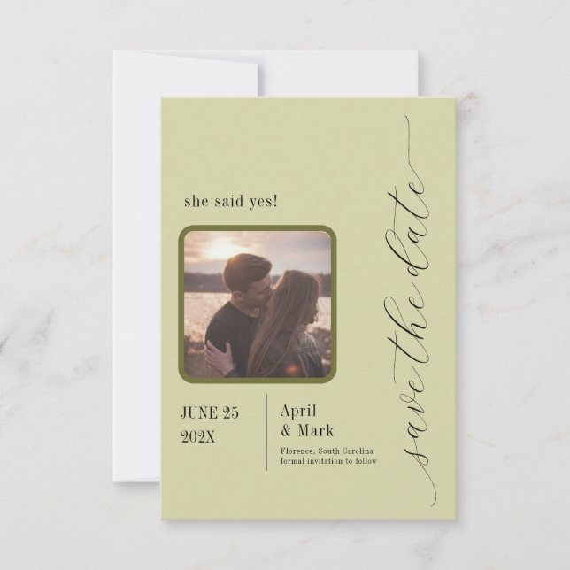 Palm Leaf Greenery Modern Save the Date (Front)