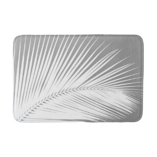 Palm leaf - grey and white bath mat