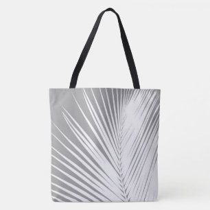 Palm leaf - grey / grey and white tote bag