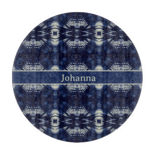 Palm Leaf in Delft Blue, customizable Cutting Board