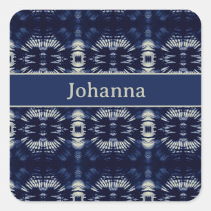 Palm Leaf in Delft Blue   Personalized Symmetrical Square Sticker