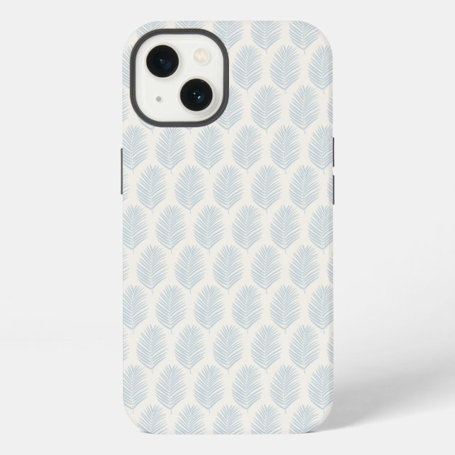 Palm Leaf Light Blue And Cream iPhone Case (Back)