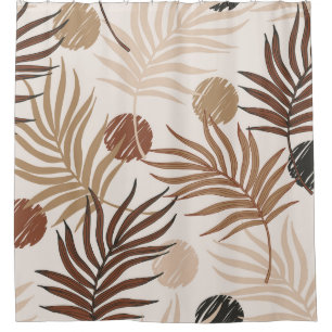 palm leaf line art seamless pattern on earth toned