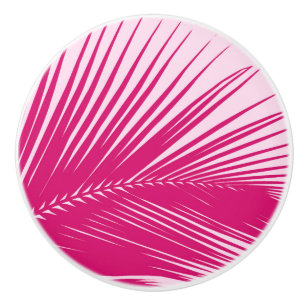 Palm leaf - magenta / fuchsia pink ceramic knob