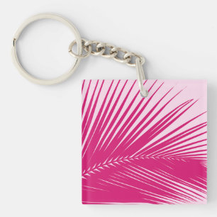 Palm leaf - magenta pink keychain