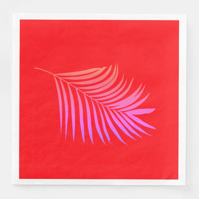 Palm Leaf Orange Pink Birthday Graduation Wedding Napkin (Front)