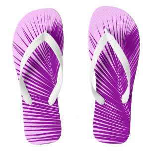 Palm leaf - orchid and purple flip flops