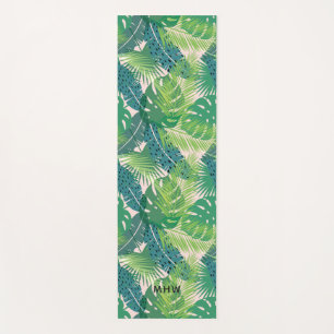 Palm Leaf Pattern custom monogram yoga mat