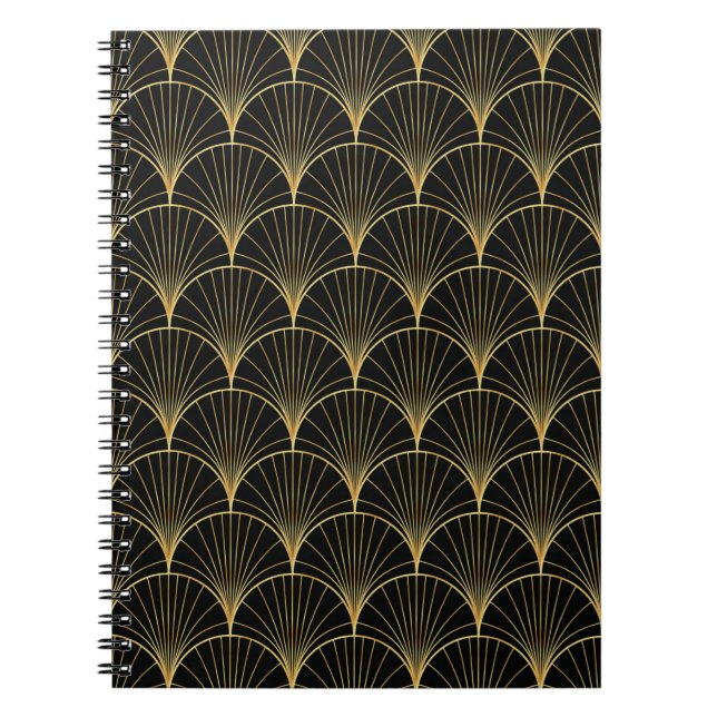Palm leaf pattern on black background - Abstract g Notebook (Front)