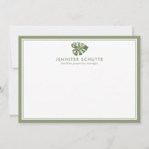 Palm Leaf Personalized Realty Agent Stationery Card