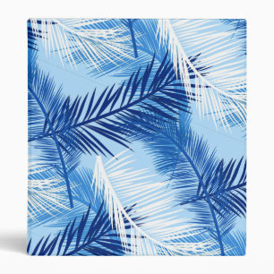 Palm Leaf Print, Cobalt, White and Sky Blue Binder