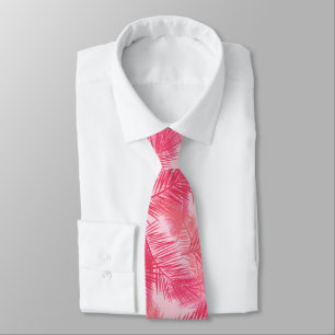 Palm Leaf Print, Coral, Peach and Deep Pink Tie