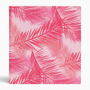 Palm Leaf Print, Fuchsia, Coral and Pastel Pink Binder