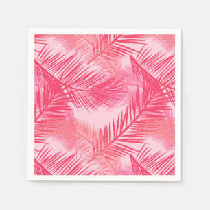 Palm Leaf Print, Fuchsia, Coral and Pastel Pink  Napkin