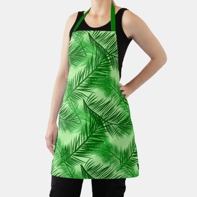 Palm Leaf Print, Fuchsia, Emerald and Lime Green Apron (Insitu)