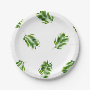 Palm Leaf Print Tropical Paper Plates