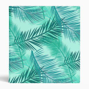 Palm Leaf Print, Turquoise, Teal and Aqua Binder