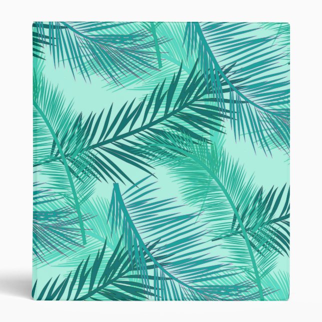 Palm Leaf Print, Turquoise, Teal and Aqua Binder (Front)