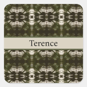 Palm Leaf Shadow Army Green, customizable Square Sticker