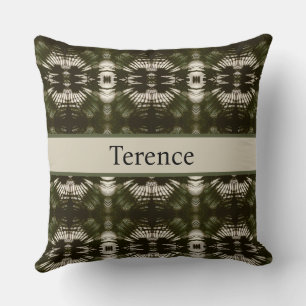 Palm Leaf Shadow Army Green Personalized Throw Pillow