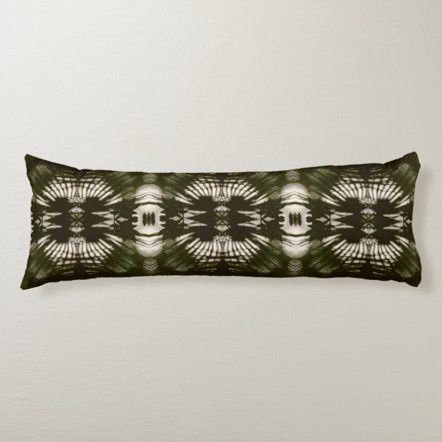 Palm Leaf Shadow Pattern in Army Green    Body Pillow (Front)