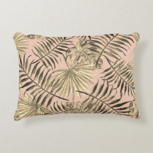 Palm leaf tropical accent pillow
