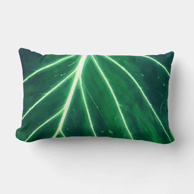 Palm Leaf tropical foliage jungle foliage  Lumbar Pillow (Front)