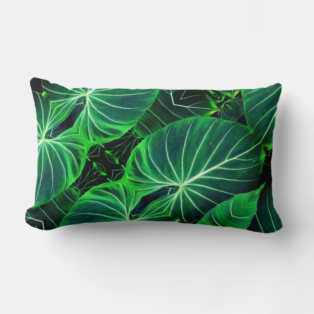 Palm Leaf tropical foliage jungle foliage  Lumbar Pillow (Front)