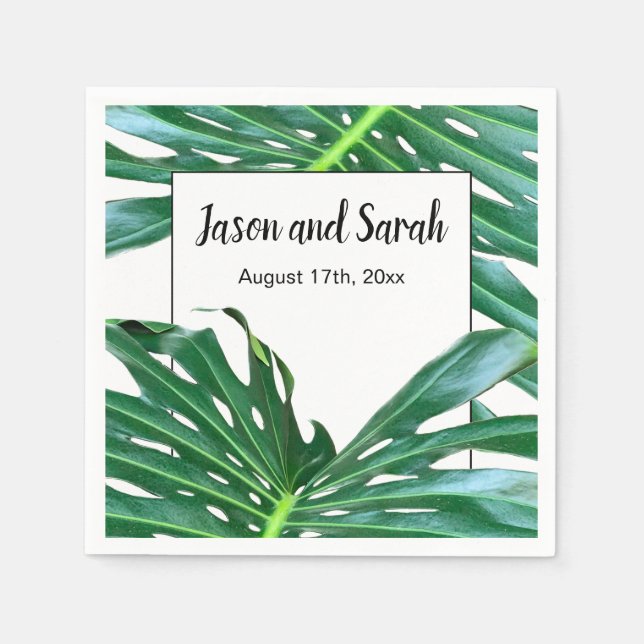 Palm Leaf, tropical foliage, jungle rainforest  Napkin (Front)