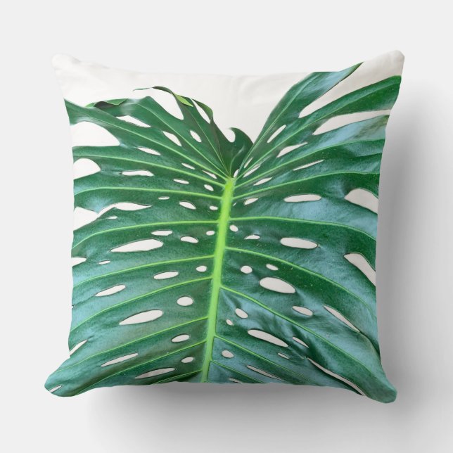 Palm Leaf, tropical foliage, jungle rainforest  Throw Pillow (Front)