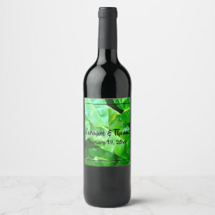 Palm Leaf, tropical foliage, jungle rainforest Wine Label