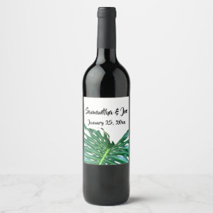 Palm Leaf, tropical foliage, jungle rainforest  Wine Label