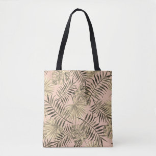 Palm leaf tropical tote bag