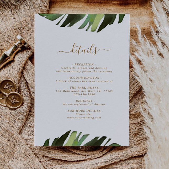 Palm Leaf Tropical  Wedding Details Enclosure Card (Creator Uploaded)