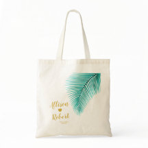 Palm Leaf Tropical Wedding Welcome Bag, Turquoise