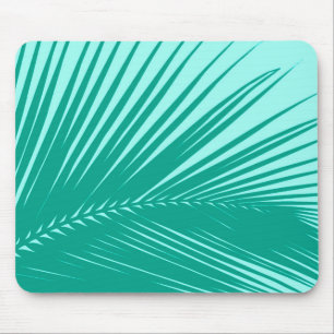 Palm leaf - Turquoise and aqua Mouse Pad