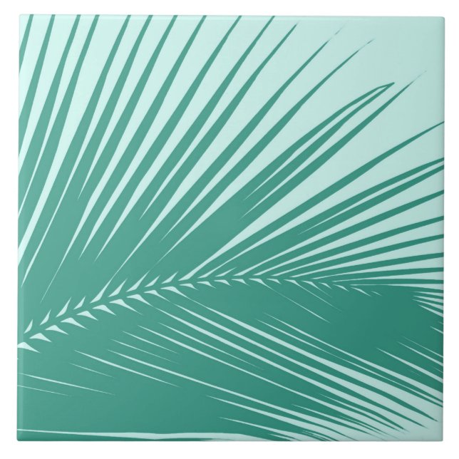 Palm leaf - Turquoise and aqua Tile (Front)