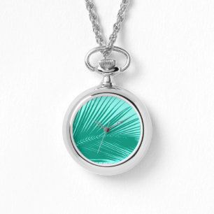 Palm leaf - Turquoise and aqua Watch