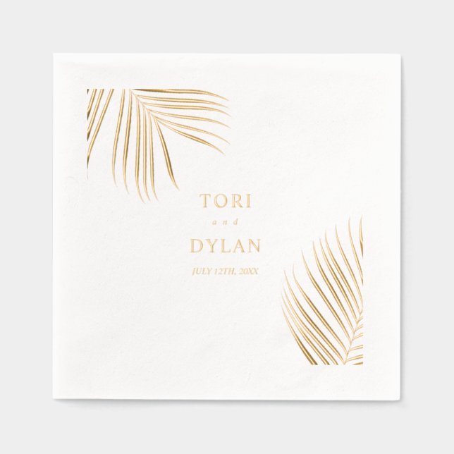 Palm Leaf Wedding Foil Napkins (Front)