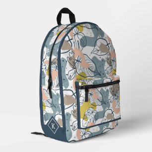 Palm Leave Organic Shapes Seamless Pattern Printed Backpack