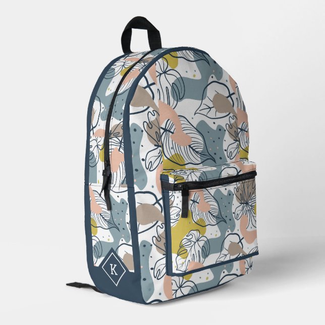 Palm Leave Organic Shapes Seamless Pattern Printed Backpack (Back Corner Left)
