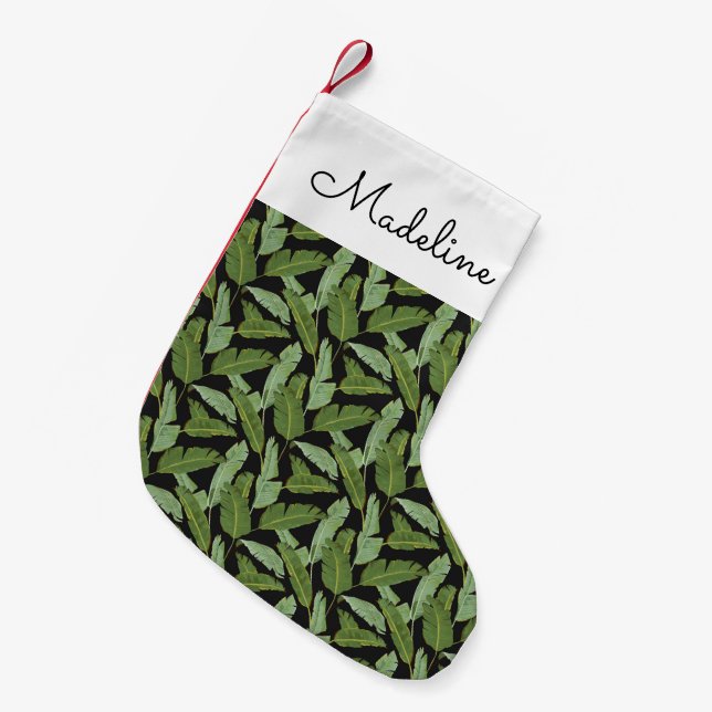 Palm Leaves | Add Your Name Small Christmas Stocking (Front (Hanging))