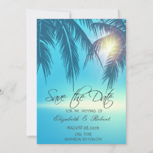 Palm Leaves Beach Blue Save The Date