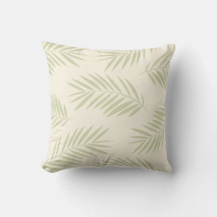 Palm Leaves Beach I Green Throw Pillow
