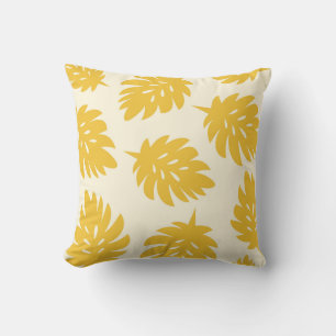 Palm Leaves Beach I Yellow Throw Pillow