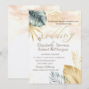Palm Leaves Beach wedding Invitation