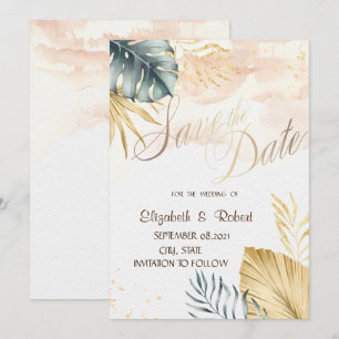Palm Leaves Beach Wedding Save The Date