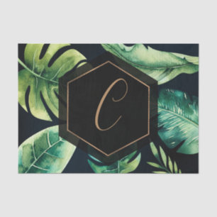 Palm Leaves Black Gold Elegant Tropical Summer Tissue Paper